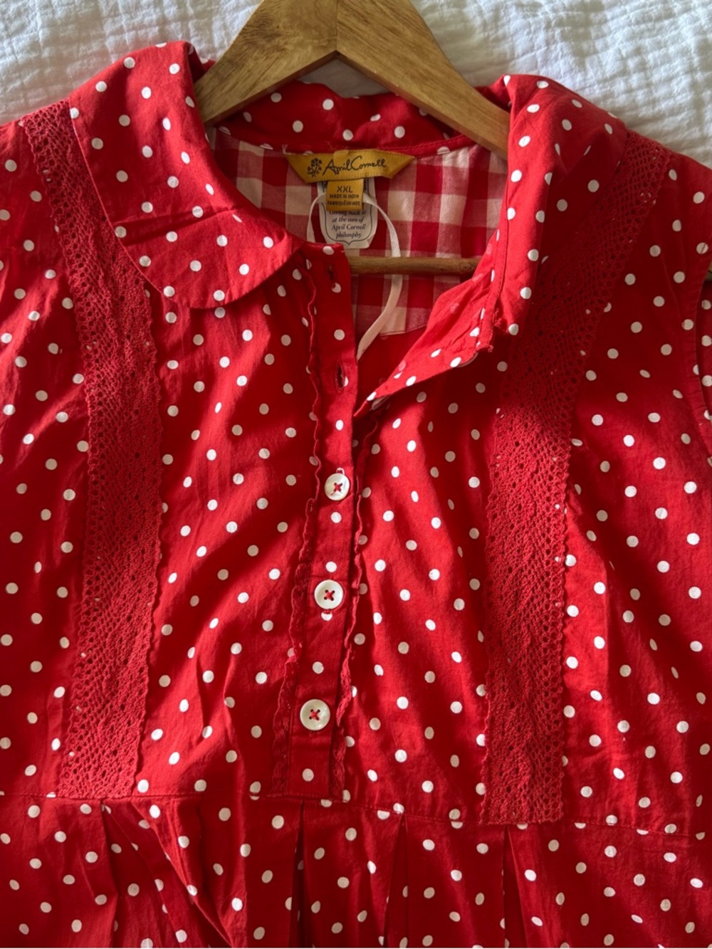 April Cornell Polka Dot Midi Dress XXL Cottagecore Peter Pan Collar Prairie 50’s - Picture 10 of 13